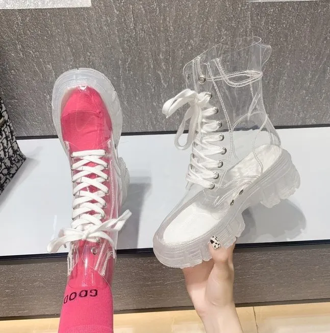 Transparent Thick Waterproof Ankle Boots