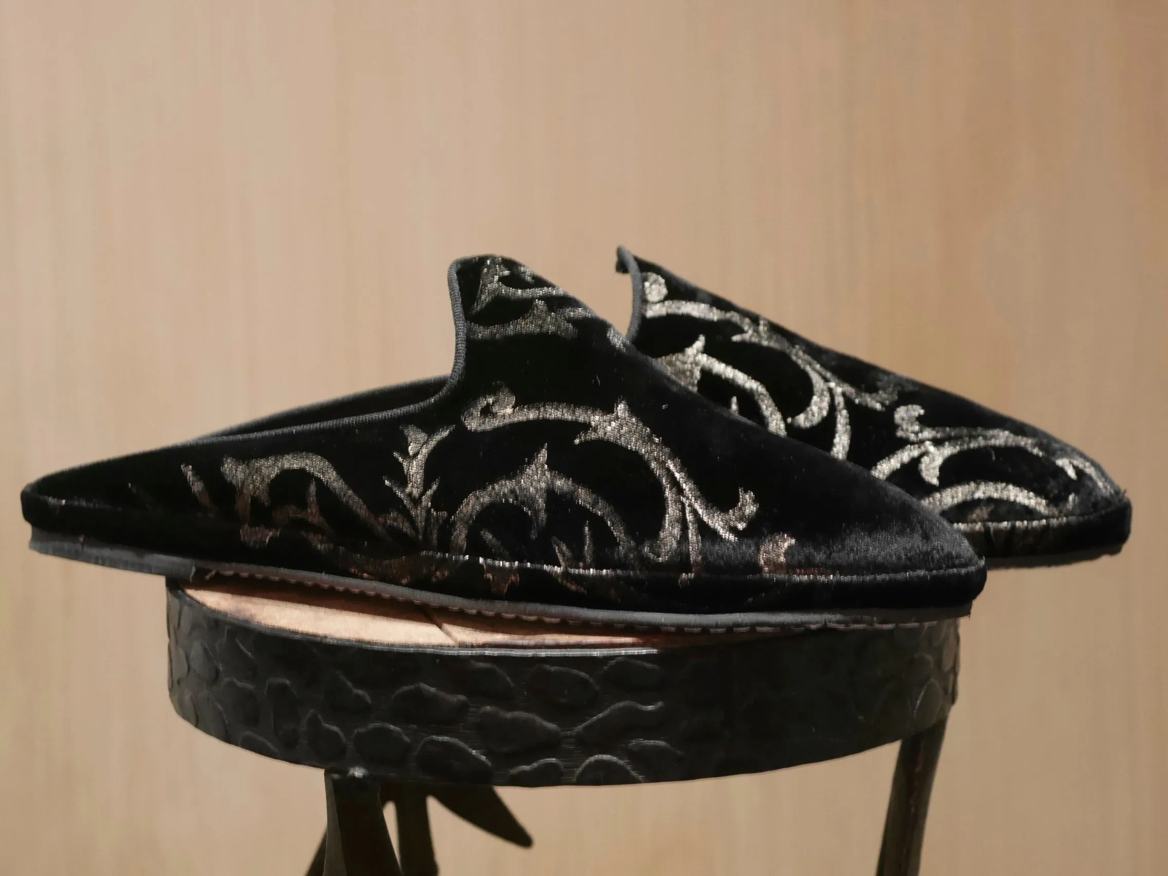 Venetian Hand Painted Silk Velvet Mule Slippers