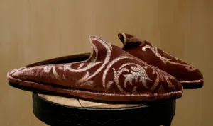 Venetian Hand Painted Silk Velvet Mule Slippers