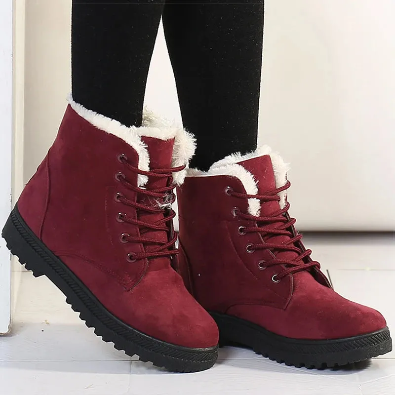 Winter-Ready Women's Low Heel Snow Boots with Fur Lining – Warm Ankle Boots for Cold Days, Stylish and Comfortable