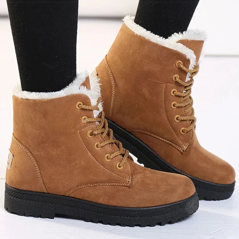 Winter-Ready Women's Low Heel Snow Boots with Fur Lining – Warm Ankle Boots for Cold Days, Stylish and Comfortable