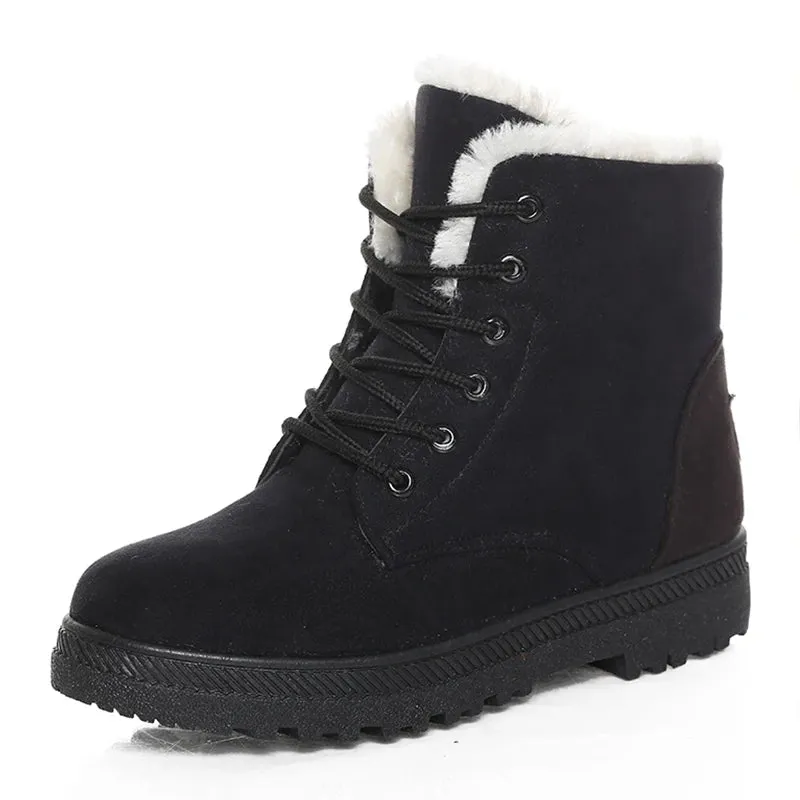 Winter-Ready Women's Low Heel Snow Boots with Fur Lining – Warm Ankle Boots for Cold Days, Stylish and Comfortable