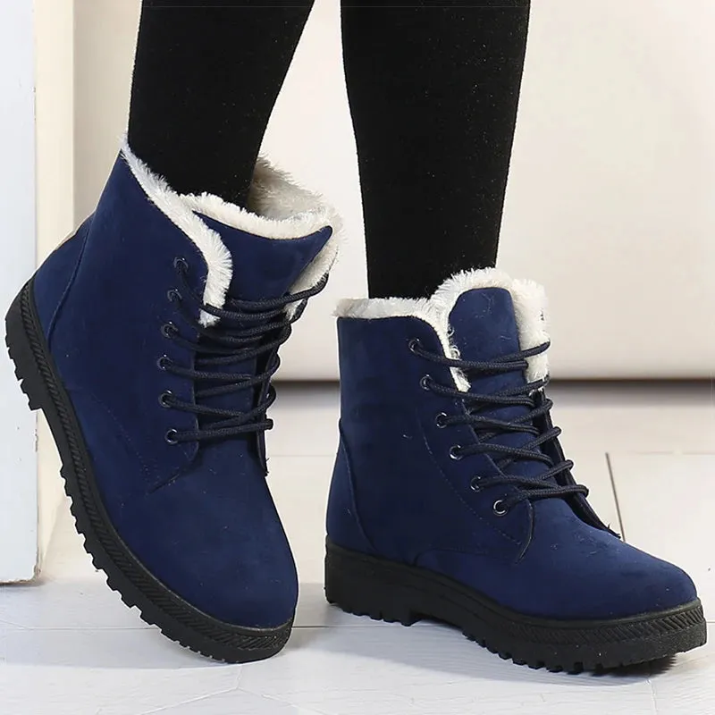 Winter-Ready Women's Low Heel Snow Boots with Fur Lining – Warm Ankle Boots for Cold Days, Stylish and Comfortable