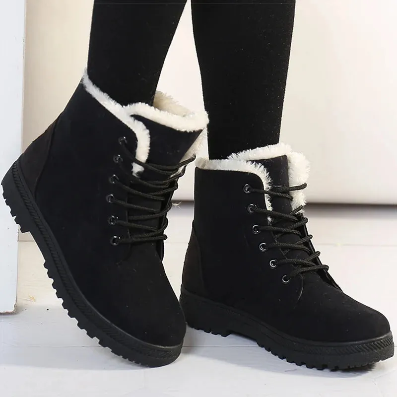 Winter-Ready Women's Low Heel Snow Boots with Fur Lining – Warm Ankle Boots for Cold Days, Stylish and Comfortable
