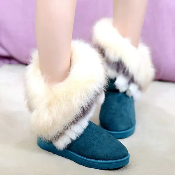 Women'S Faux Rabbit Fur Snow Boots 14213756C