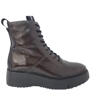 Wonders Olive Patent Leather Biker Boots